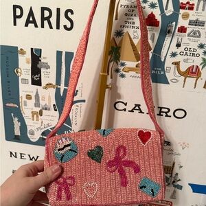 Elegant Pink Beaded Love Letter Bag